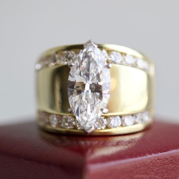 3.5ct Vintage Marquise Cut White Sapphire Engagement Ring