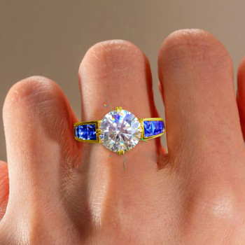 3ct Round Cut White Sapphire Art-deco Engagement Ring
