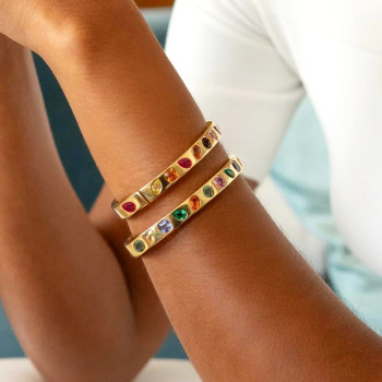14ctw Multi-cut Multicolor Sapphire Allover Flush Set Bangle