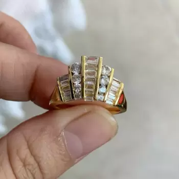 1.6ctw Baguette Cut White Sapphire V-Shape Band Ring
