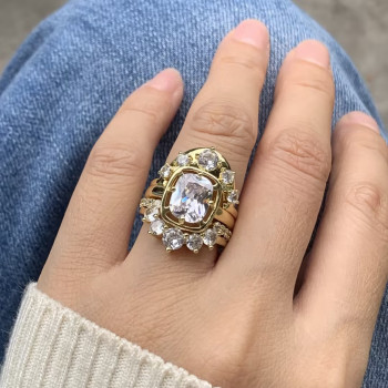 4ct Cushion Cut White Sapphire Stackable Wedding Ring Set
