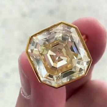 4ct Asscher Cut Yellow Sapphire Engagement Ring in Gold