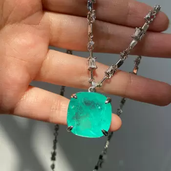 20ct Cushion Cut Paraiba Tourmaline Pendant Necklace