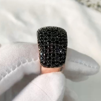 Black Sapphire Paved Bold Unisex Ring