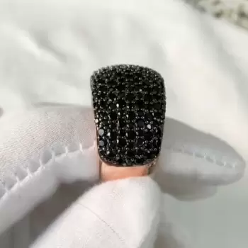 Black Sapphire Paved Bold Unisex Ring