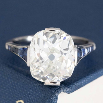 4.6ct Cushion Cut Art-Deco Engagement Ring