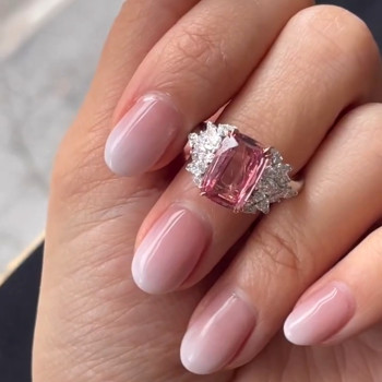 5.3ct Morganite Pink Sapphire Cluster Engagement Ring