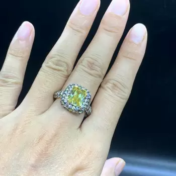 3.8ct Yellow and Champagne Sapphire Paved Cocktail Ring