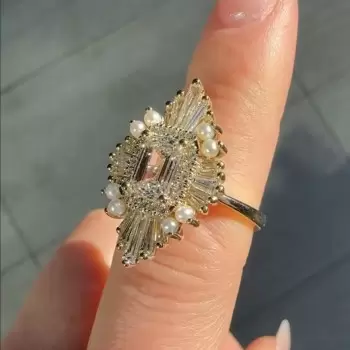 3.8ct Vintage Emerald Cut White sapphire Engagement Ring