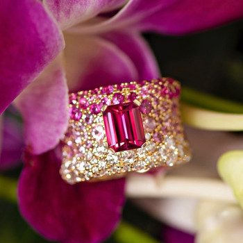 Fuchsia and Pink Sapphire Paved Cocktail Ring