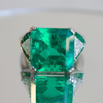 12ct Asscher Cut Emerald Vintage Cocktail Ring