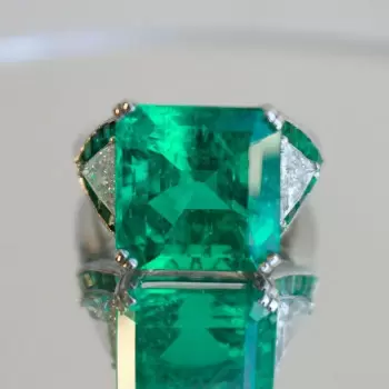 12ct Asscher Cut Emerald Vintage Cocktail Ring