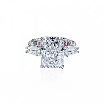 4ct Three-stone Emerald Cut White Sapphire Engagement Ring