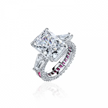 4ct Three-stone Emerald Cut White Sapphire Engagement Ring