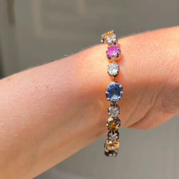 19ctw Oval Cut Multicolor Vintage Button Bracelet