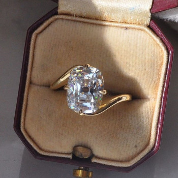 5ct Cushion Cut Modern Style Bypass Engagement Ring