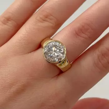 5ct Round Cut Simple Classic Wide Engagement Ring