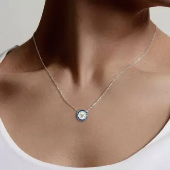 4.55ct Halo Round Cut Sapphire Necklace Pendant