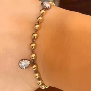 4ctw White Sapphire Georgian Art Deco Ball Chain Bracelet