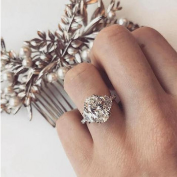 4ct Three-stone Oval Cut White Sapphire Engagement Ring