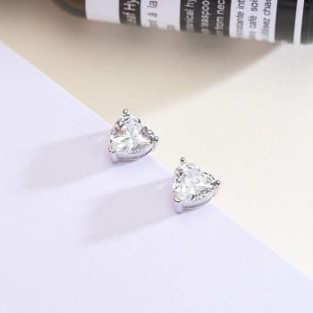 Heart Cut White Sapphire Stud Earrings