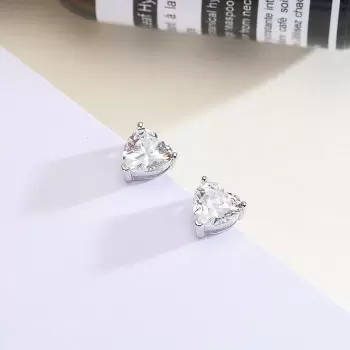 Heart Cut White Sapphire Stud Earrings