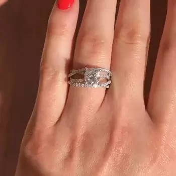 Round Cut Criss Cross Engagement Ring