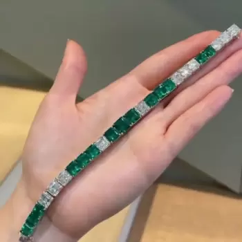Princess Cut Emerald & White Sapphire Bracelet