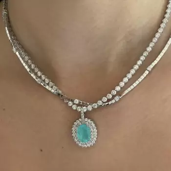 5.8ct Removable Paraíba Tourmaline Pendant With Tennis Necklace