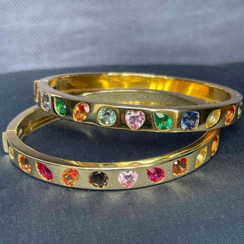 14ctw Multi-cut Multicolor Sapphire Allover Flush Set Bangle