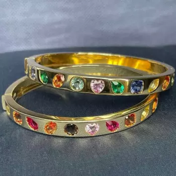 14ctw Multi-cut Multicolor Sapphire Allover Flush Set Bangle