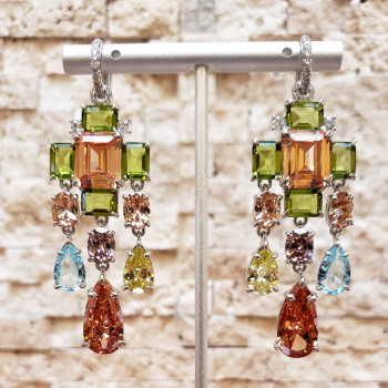 23ctw Multicolor Sapphire Statement Chandelier Earrings