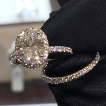 3ct Oval Cut White Sapphire 2pcs Bridal Set