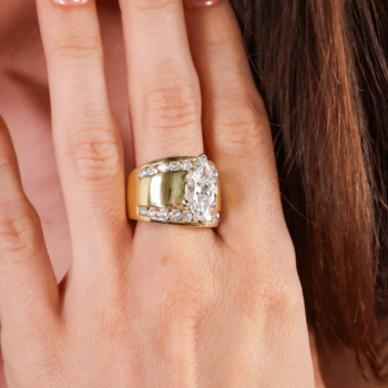 3.5ct Vintage Marquise Cut White Sapphire Engagement Ring