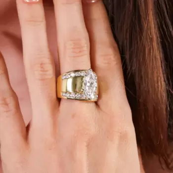 3.5ct Vintage Marquise Cut White Sapphire Engagement Ring