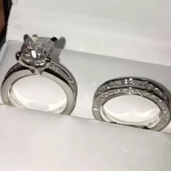 4ct Cushion Cut White Sapphire 2pcs Bridal Set