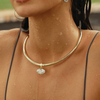 6.21ctw Oval Cut White Sapphire Torque Necklace