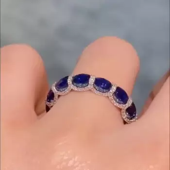 2.25ct Oval Cut Blue Sapphire  Eternity Band
