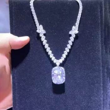 16ct Cushion Cut White Sapphire Pendant Necklace