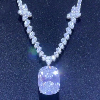 16ct Cushion Cut White Sapphire Pendant Necklace