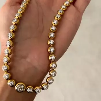 15ctw Bezel Set White Sapphire Modern Statement Necklace