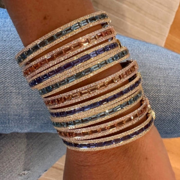 14ctw Baguette Cut Multicolor Tennis Bangle