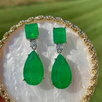 24ctw Pear Cut Paraiba Tourmaline Drop Earrings