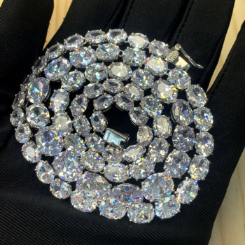 26ctw Oval Cut White Sapphire Riviere Statement Necklace