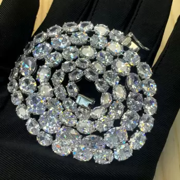 26ctw Oval Cut White Sapphire Riviere Statement Necklace