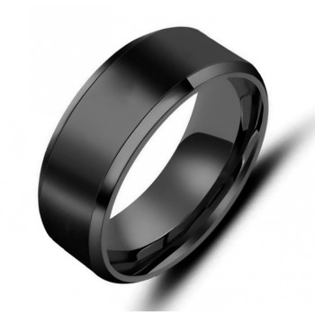 Black Tungsten Wedding Bands with Matte Brushed for Men