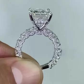 6ct Radiant Cut White Sapphire Engagement Ring