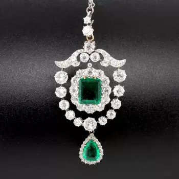 16ctw Emerald and White Sapphire Vintage Necklace