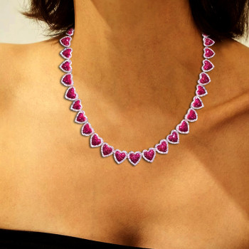 39ctw Halo Paved Heart Statement Necklace