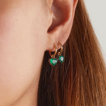 4ctw Two Tone Heart Cut Emerald Dainty Earrings